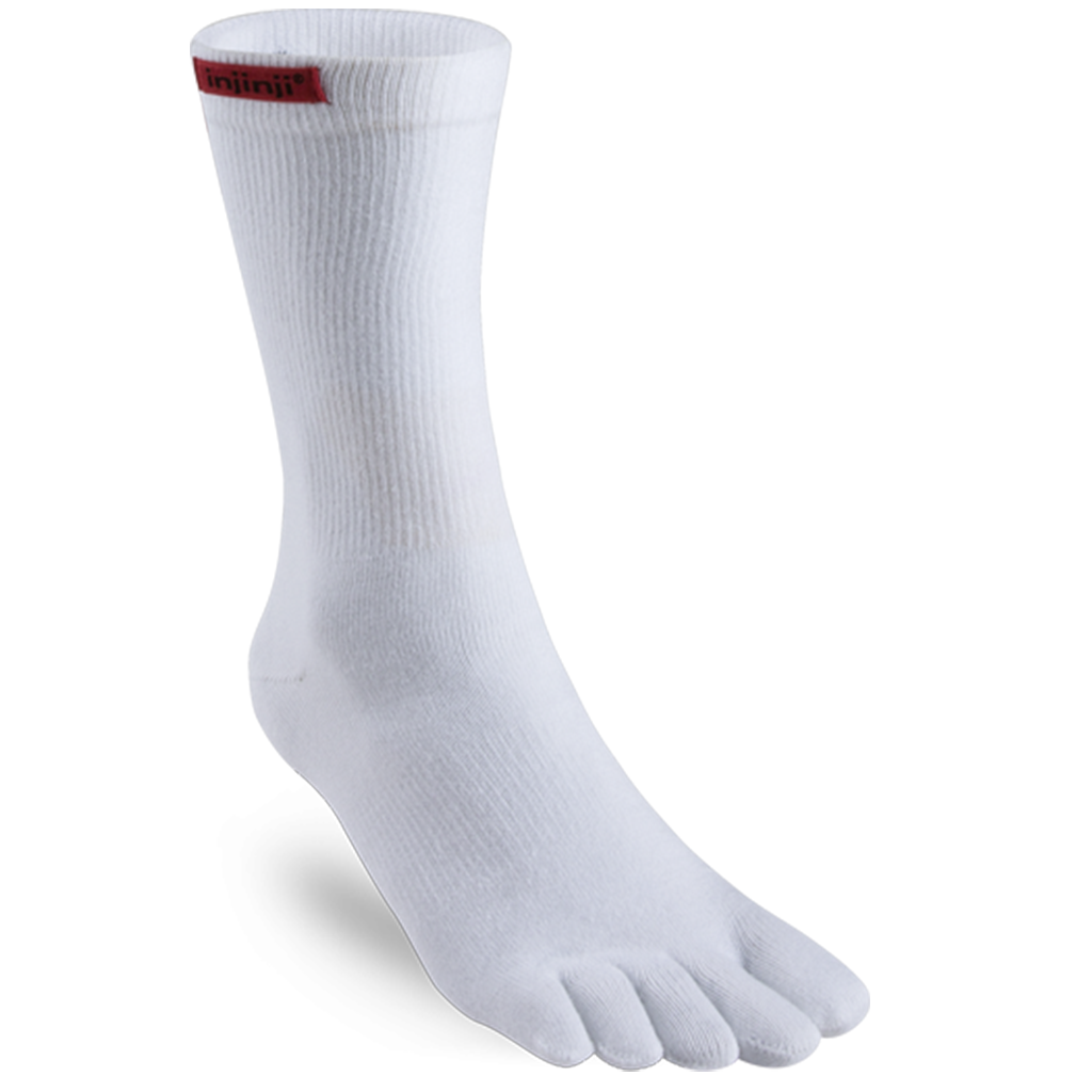 Injinji SPORT Original Weight Crew Running Socks — White