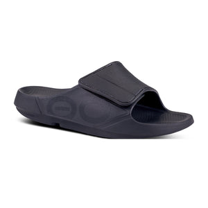 OOFOS OOahh Sport Flex Slide — Matte Black, main view