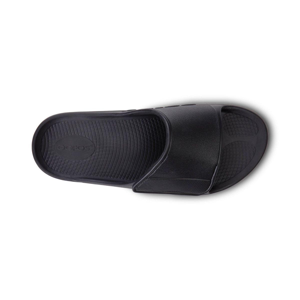 OOFOS OOahh Sport Flex Slide — Matte Black, top view