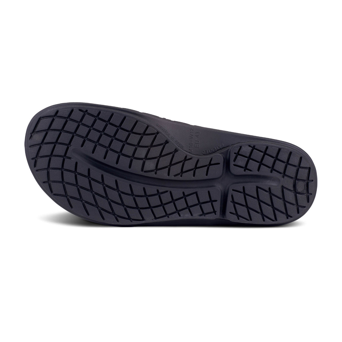 OOFOS OOahh Sport Flex Slide — Matte Black, sole view