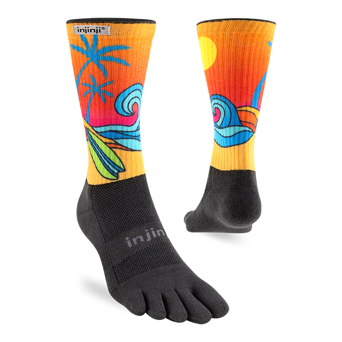 Injinji Artist Designed Men's Trail Midweight Crew Toesocks — Surf
