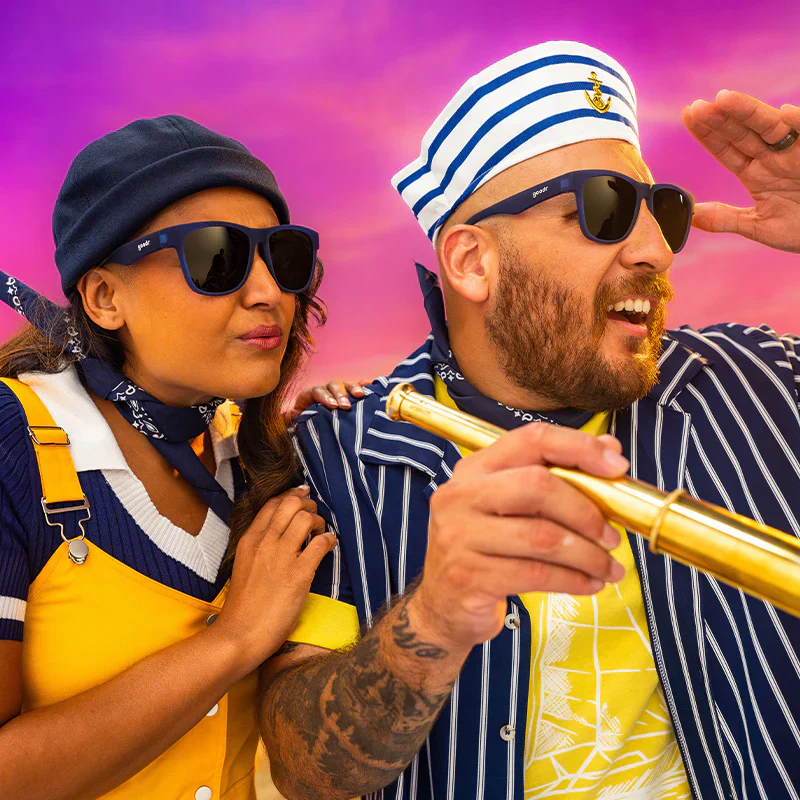 goodr BFG Electric Beluga Boogaloo sunglasses — lifestyle view