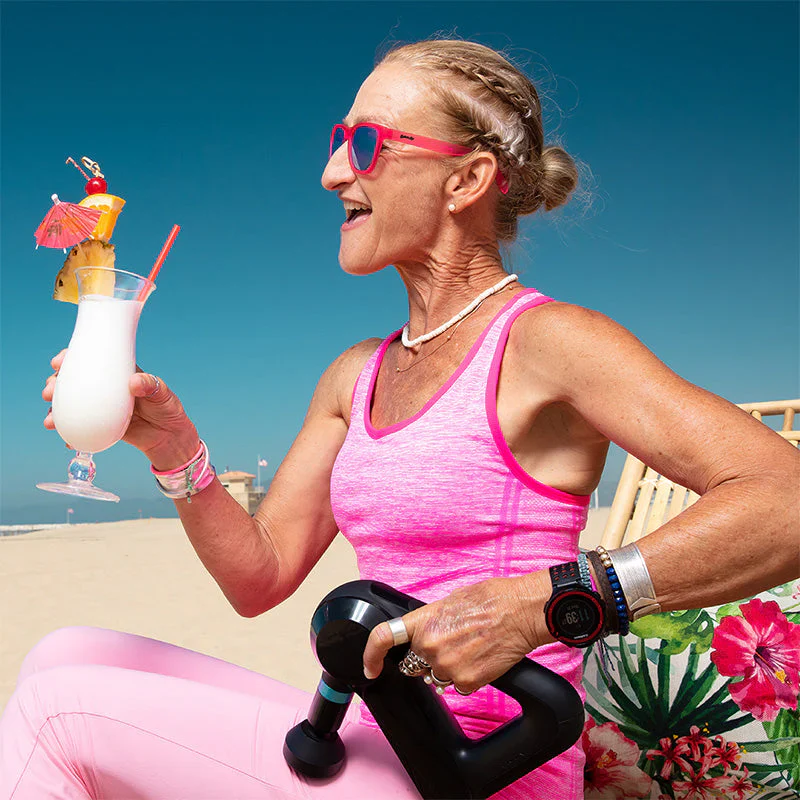 goodr OG Flamingos On A Booze Cruise sunglasses — lifestyle view