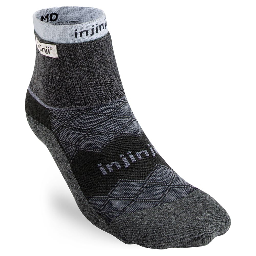 Injinji RUNNER + LINER Mens Mini-Crew Running Socks — Black