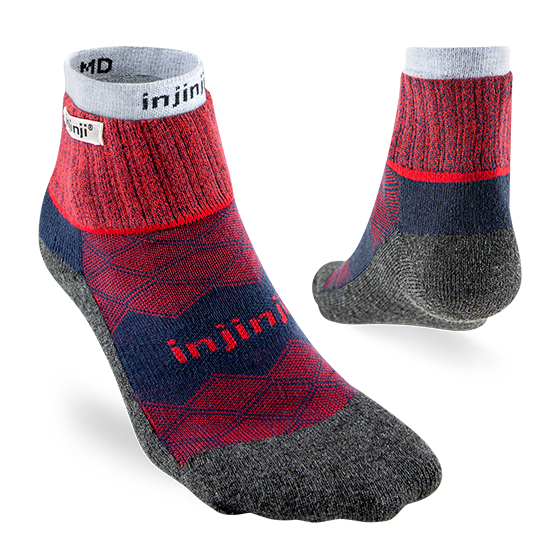Injinji RUNNER + LINER Mens Mini-Crew Running Socks — Brick