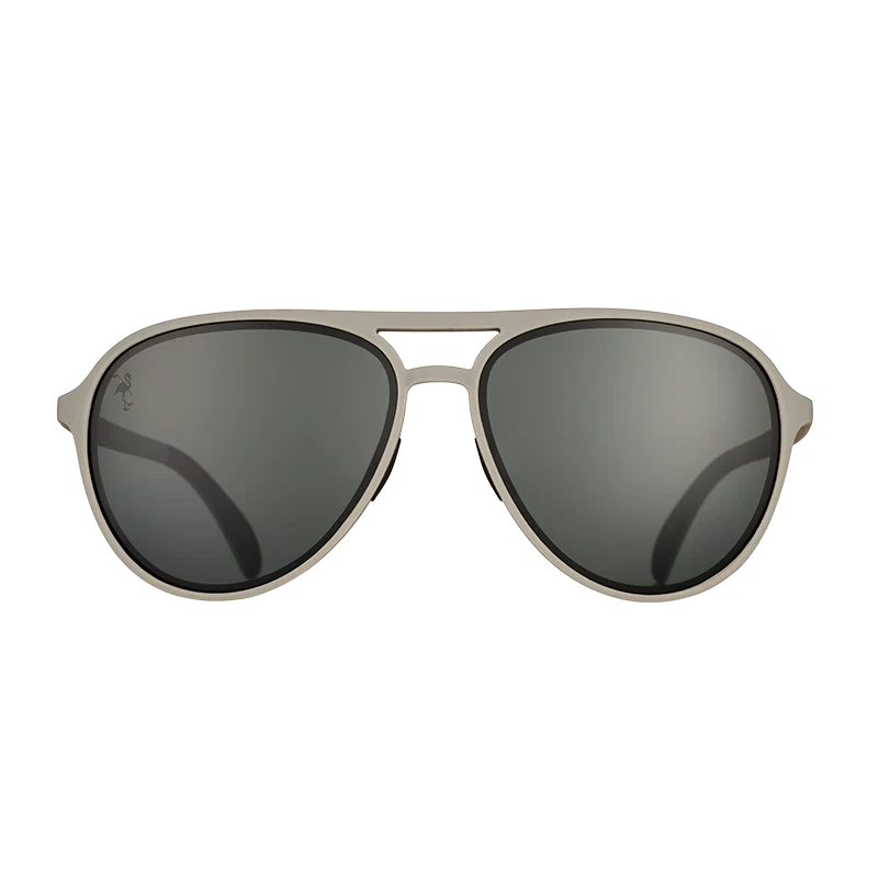 goodr Mach G Clubhouse Closeout sunglasses, stone frame with graphite lenses — front view