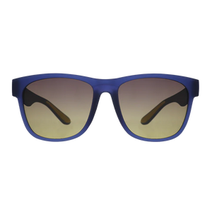 goodr BFG Electric Beluga Boogaloo sunglasses, indigo frame with grey gradient lenses — front view