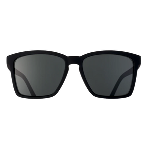 goodr LFG Get On My Level sunglasses, black frame with smoke lenses — front view