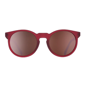 goodr Circle G I'm Wearing Burgundy? sunglasses, burgundy frame with brown lenses — front view