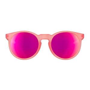 goodr Circle G Influencers Pay Double sunglasses, rose frame with mirrored crimson lenses — front view