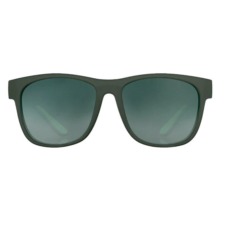 goodr BFG Mint Julep Electroshocks sunglasses, dark green frame with graphite lenses — front view