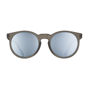 goodr Circle G They Were Out Of Black sunglasses, graphite frame with mirrored silver lenses — front view