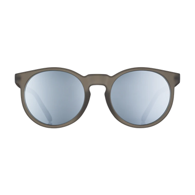 goodr Circle G They Were Out Of Black sunglasses, graphite frame with mirrored silver lenses — front view