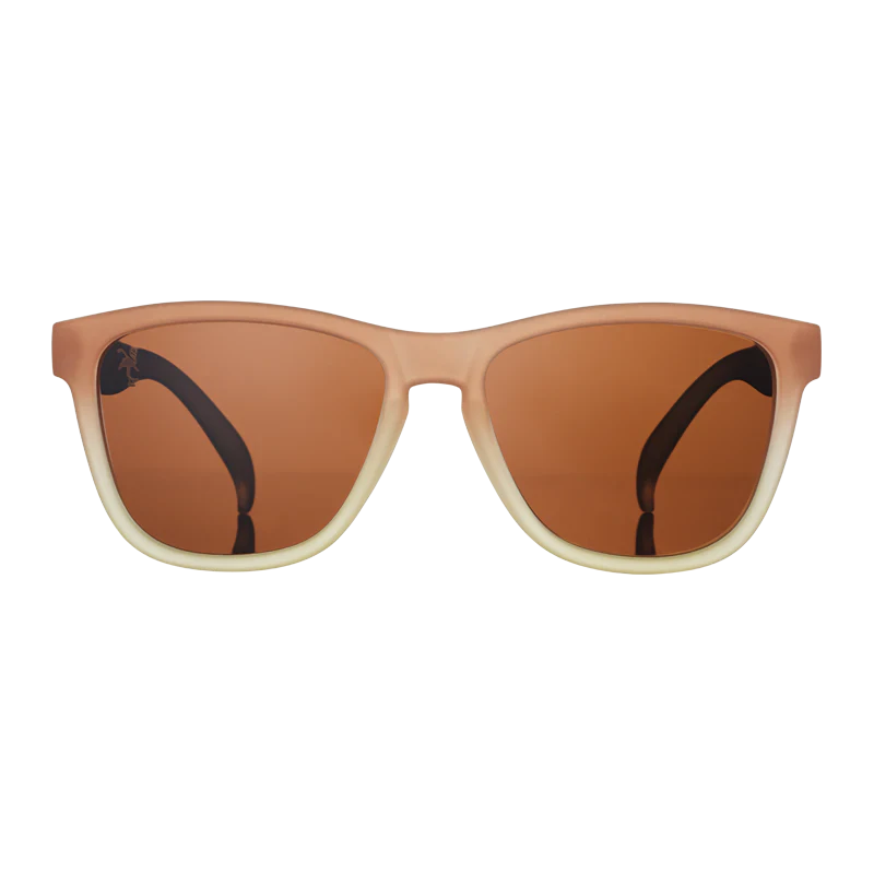 goodr OG Three Parts Tee sunglasses, caramel frame with brown lenses — front view