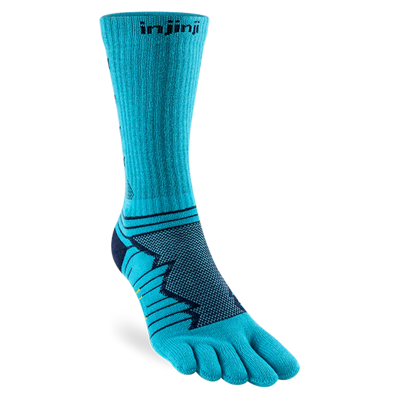 Injinji Ultra Run Crew Running Socks — Pacific Blue