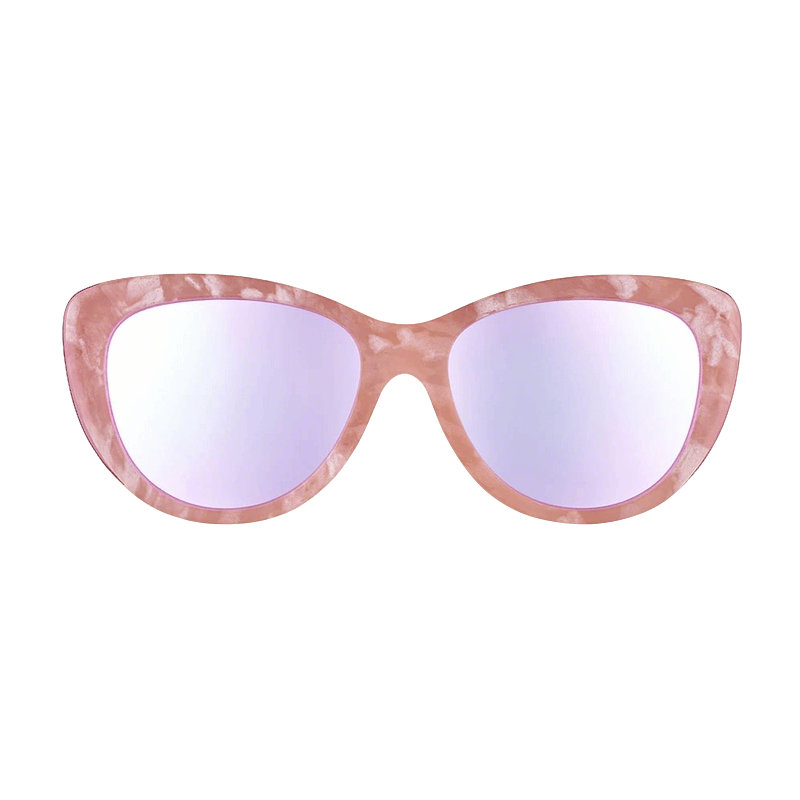 goodr Runway sunglasses, Aphrodite in the Streets and the Sheets, pink frame