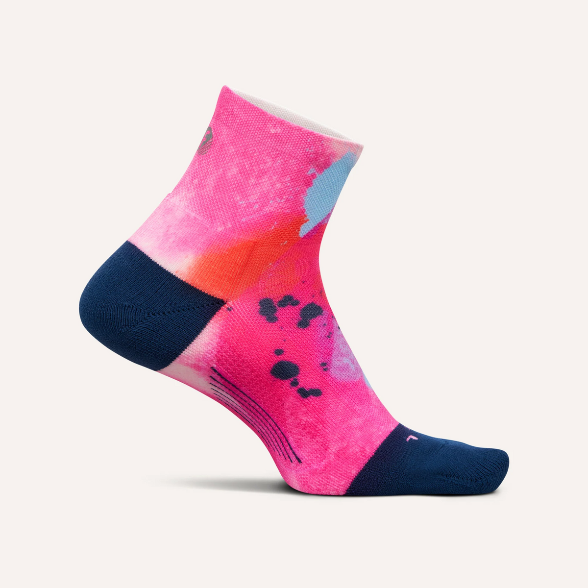 Feetures Elite Light Cushion Quarter Women's Day LE sock in Feminine Grit — front view #Color_Feminine Grit