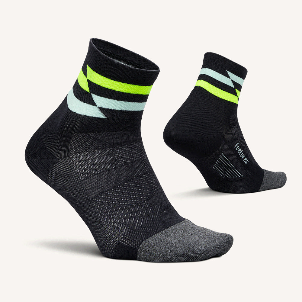 Feetures Elite Ultra Light Cushion Quarter sock in Night Track — pair view #Colour_Night Track
