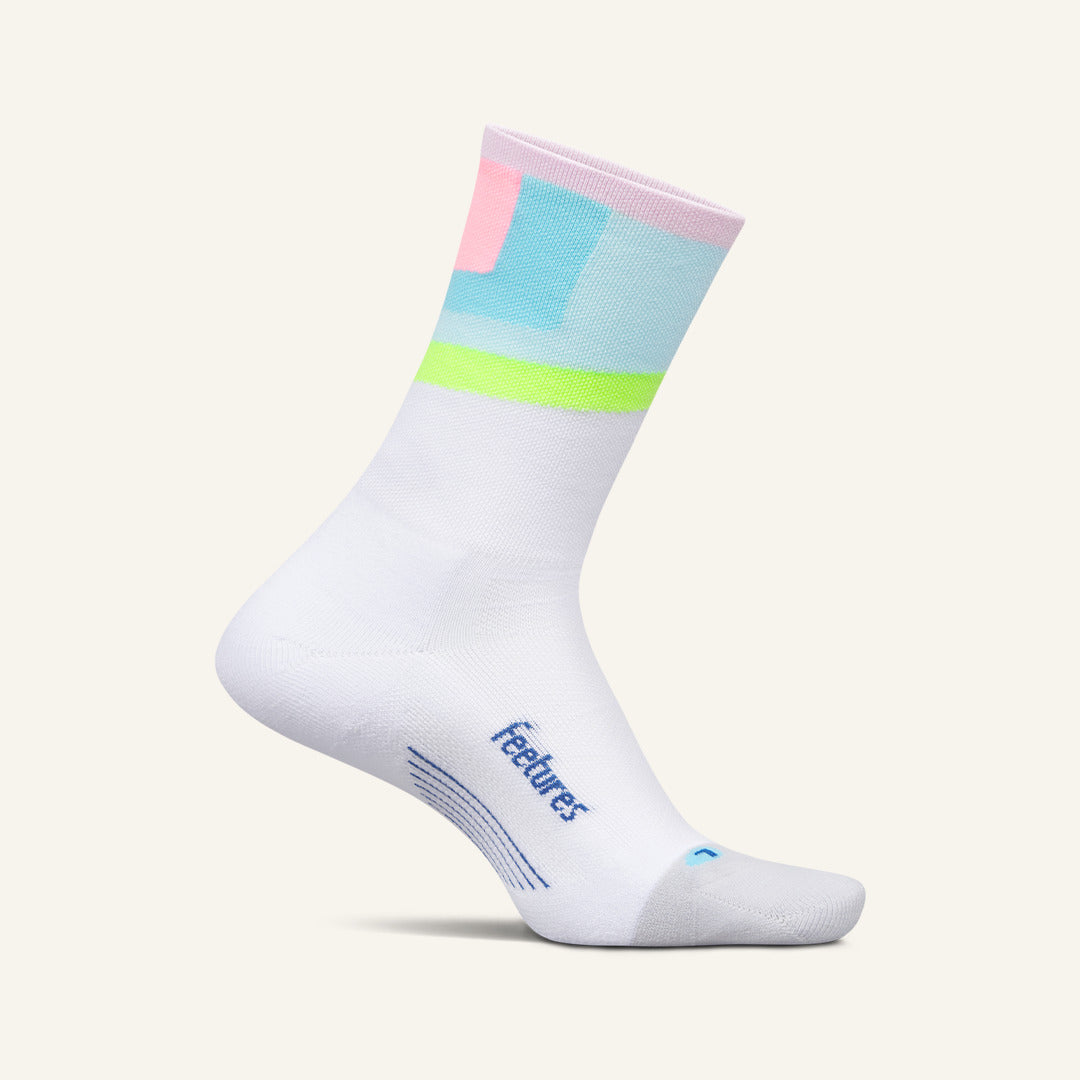 Feetures Elite Light Cushion Mini Crew sock in Candy Court — front view #Color_Candy Court