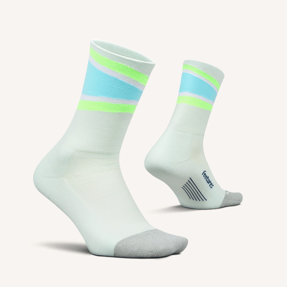 Feetures Elite Light Cushion Mini Crew sock in Mint Bounce — pair view #Color_Mint Bounce