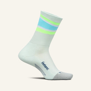 Feetures Elite Light Cushion Mini Crew sock in Mint Bounce — front view #Color_Mint Bounce