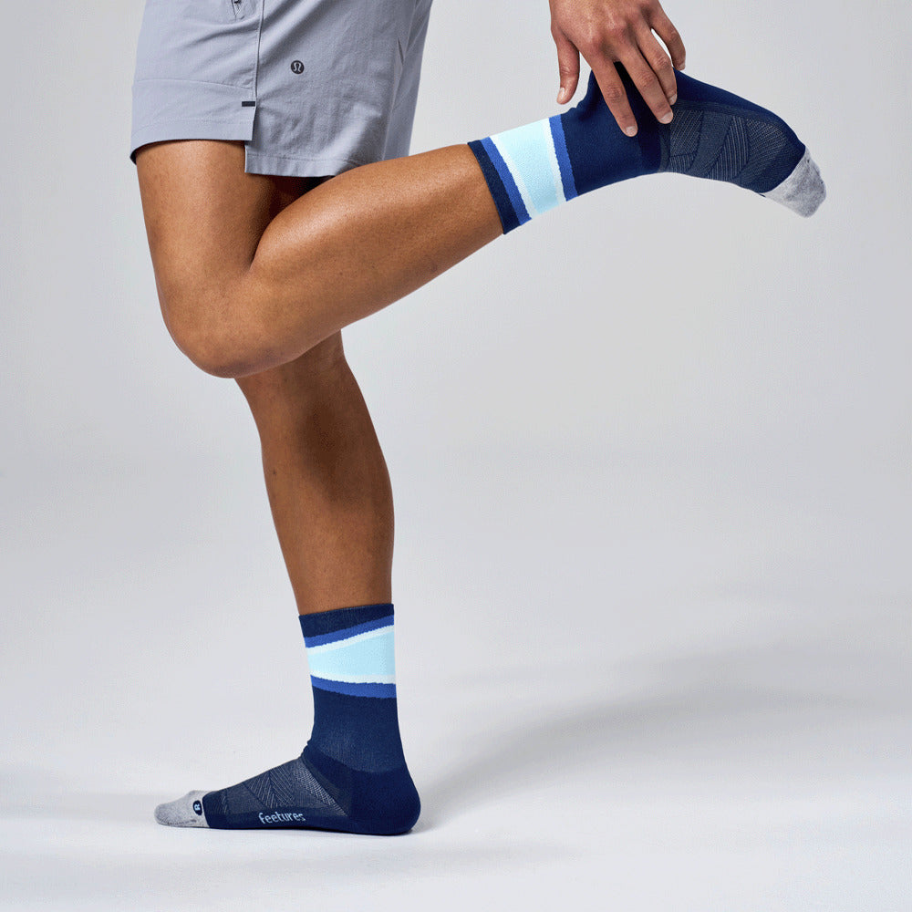 Feetures Elite Light Cushion Mini Crew sock in Blue Bounce — lifestyle #Color_Blue Bounce