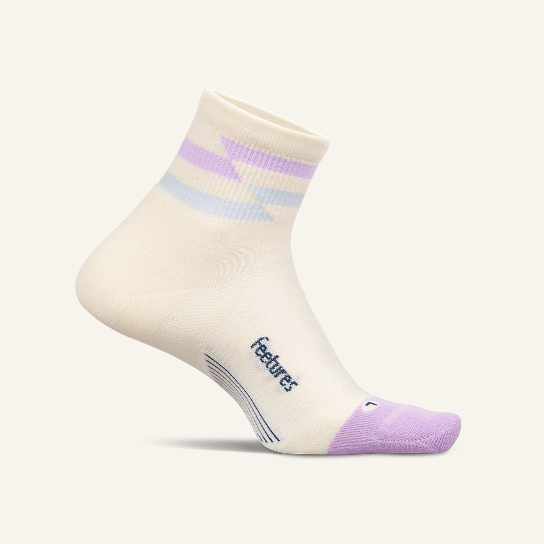 Feetures Elite Max Cushion Quarter sock in Soft Track — front view #Colour_Soft Track