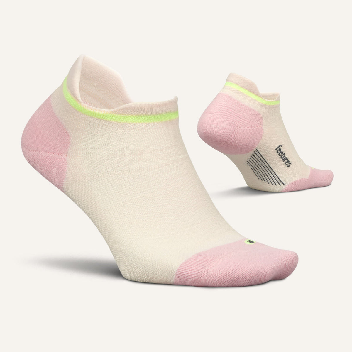 Feetures Elite Max Cushion Tab sock in Sandy Melon — pair view #Colour_Sandy Melon