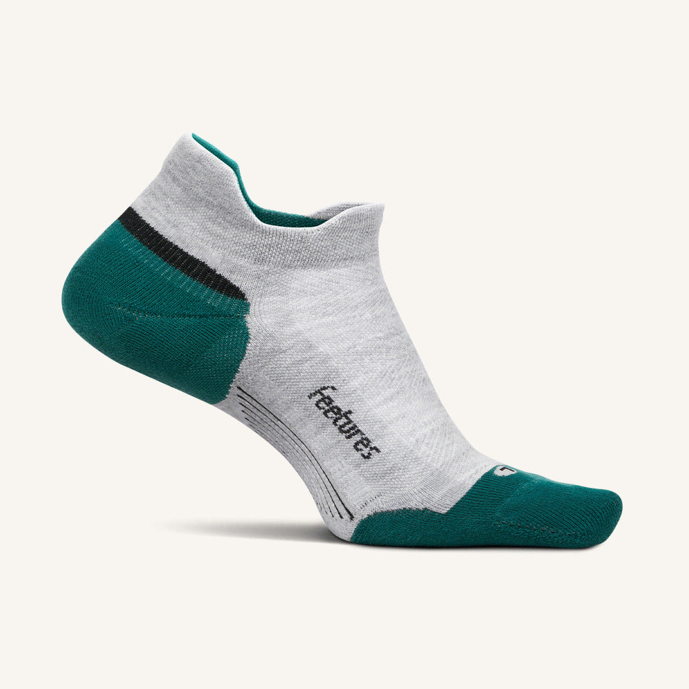 Feetures Elite Max Cushion Tab sock in Stone Ivy — front view #Colour_Stone Ivy