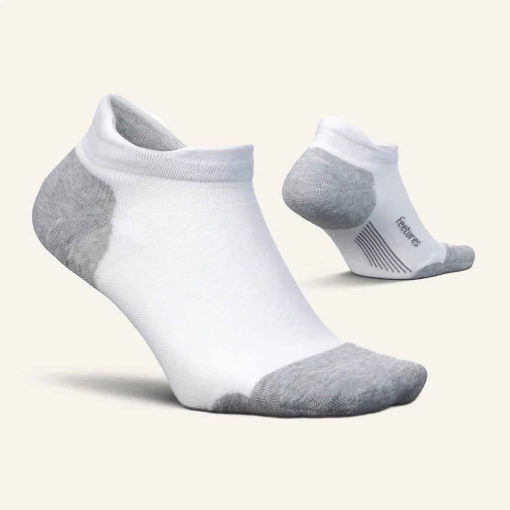 Feetures Elite Max Cushion Tab sock in White — pair view #Colour_White