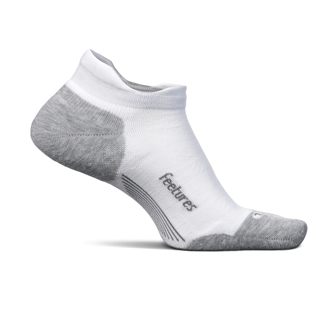 Feetures Elite Max Cushion Tab sock in White — front view #Colour_White