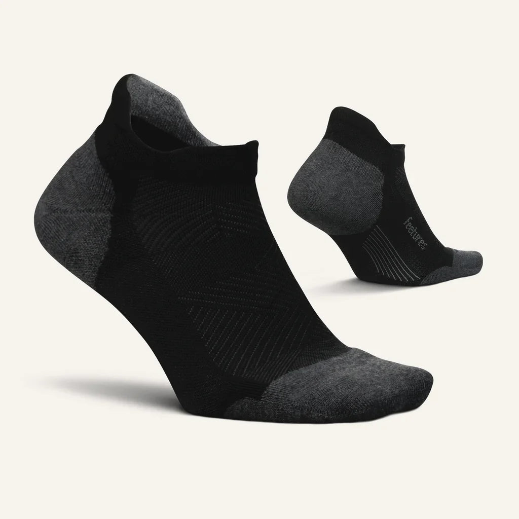 Feetures Elite Max Cushion Tab sock in Black — pair view #Colour_Black