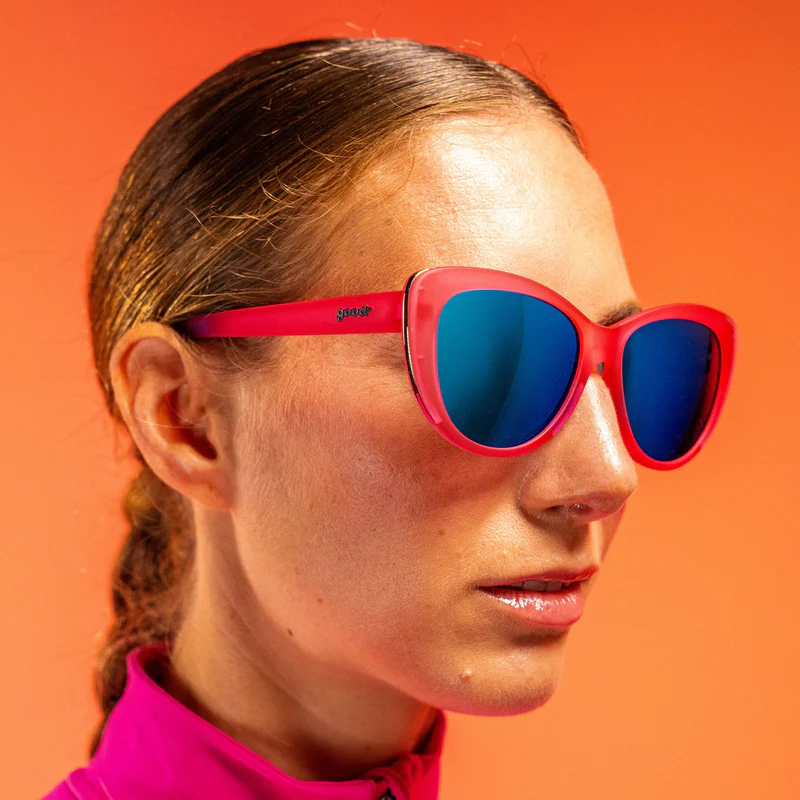 goodr Glam G Flamingo Couture sunglasses — lifestyle view