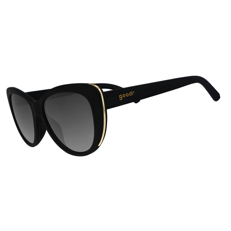 goodr Glam G It's Noir, Darling sunglasses, black frame with graphite gradient lenses — side view