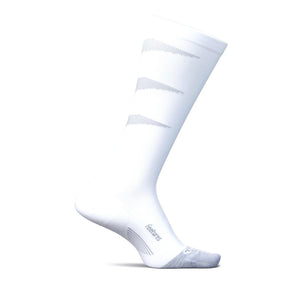 Feetures Graduated Compression Light Cushion Knee High sock in White — front view #Color_White