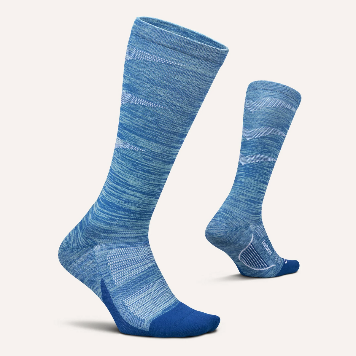 Feetures Graduated Compression Light Cushion Knee High sock in Sapphire — pair view #Color_Sapphire