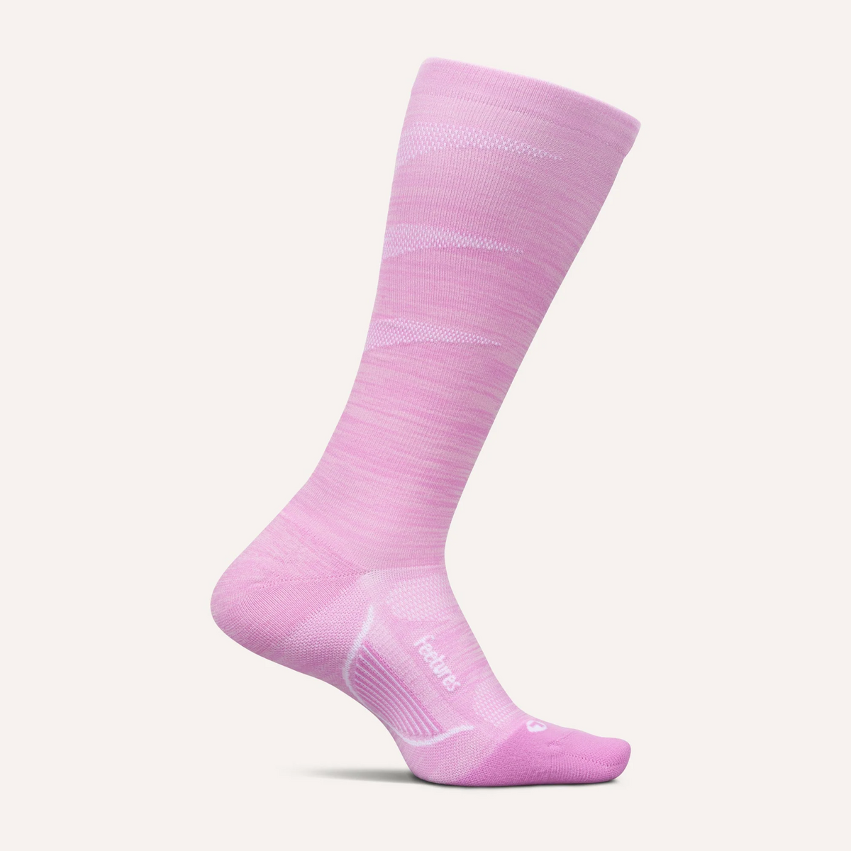 Feetures Graduated Compression Light Cushion Knee High sock in Rose Quartz — front view #Color_Rose Quartz