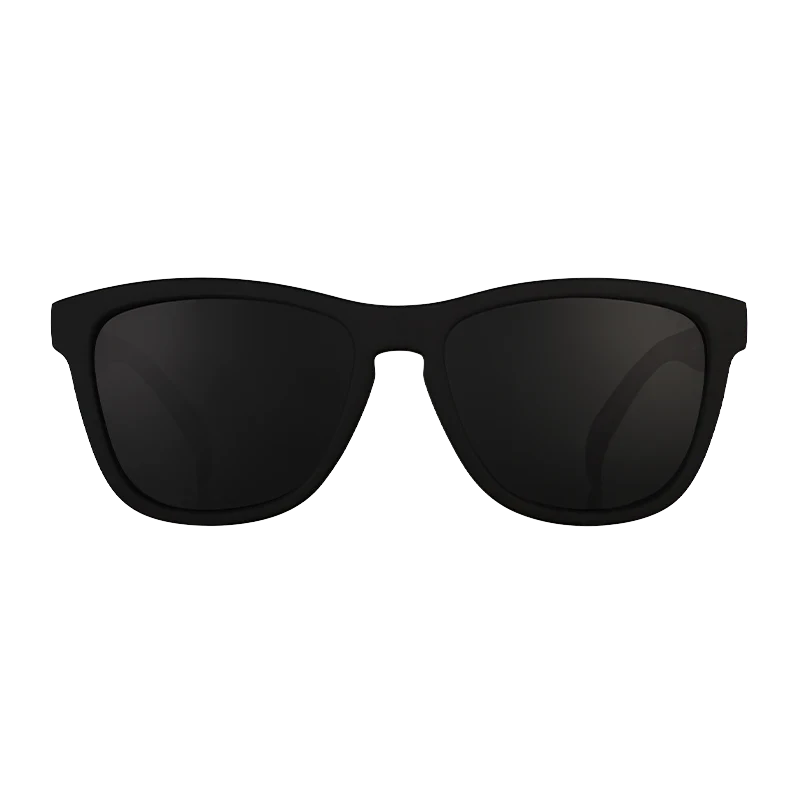 goodr OG A Unicorn's Calamity sunglasses, black frame with black lenses — front view