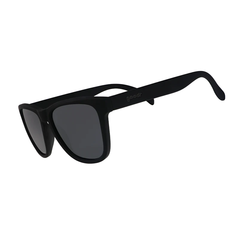 goodr OG A Unicorn's Calamity sunglasses, black frame with black lenses — side view