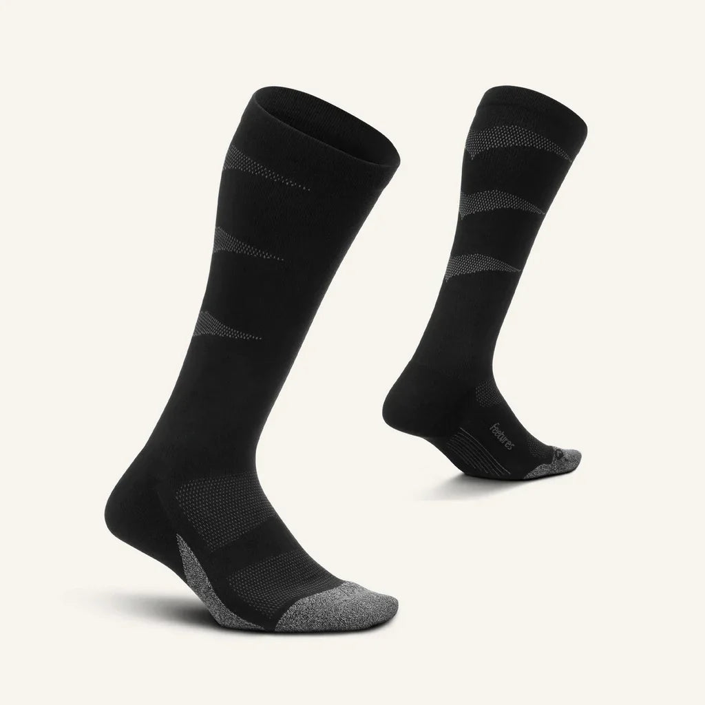 Feetures Graduated Compression Light Cushion Knee High sock in Black — pair view #Color_Black