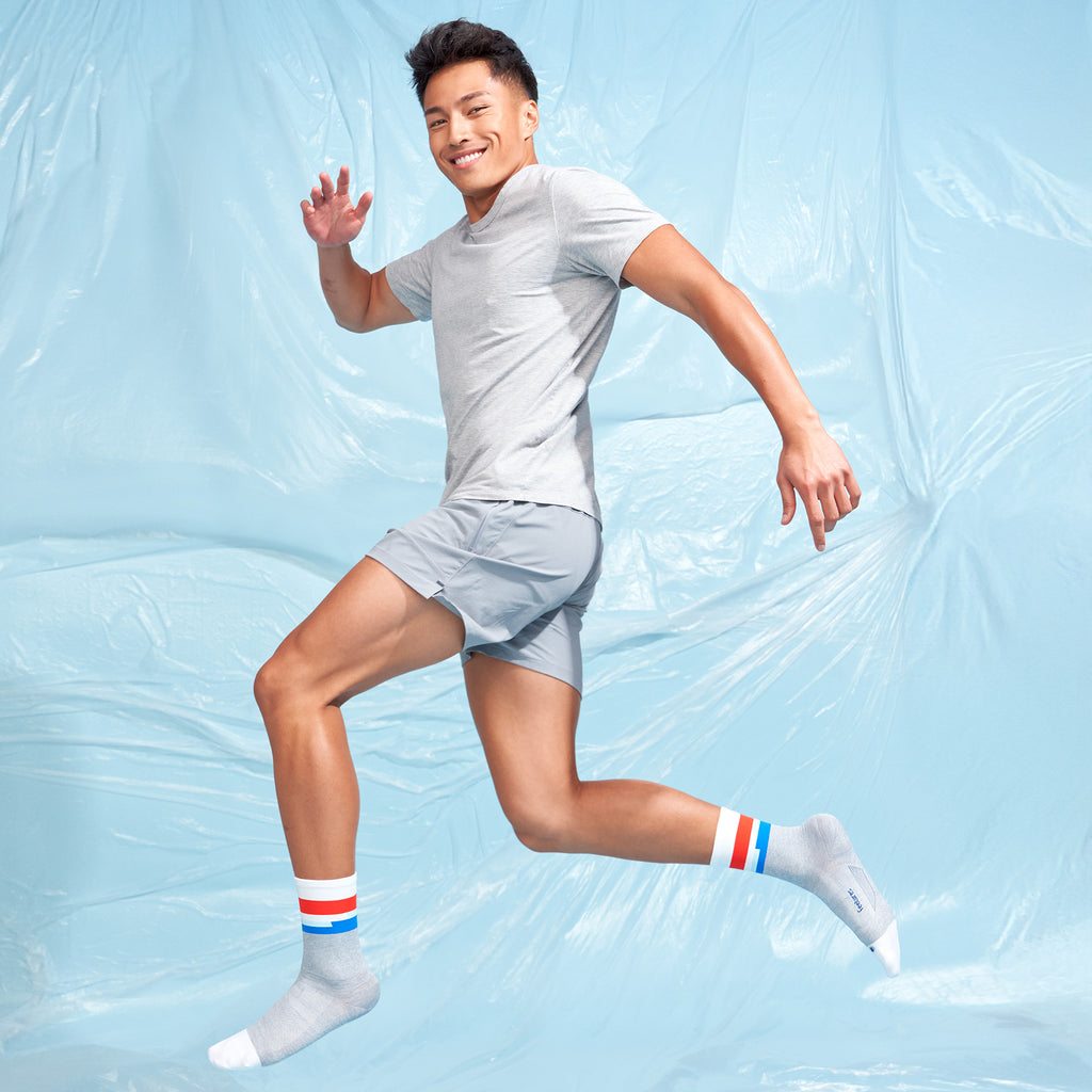 Feetures Elite Ultra Light Cushion Mini Crew sock in Mission Gray — alternate view #Colour_Mission Gray