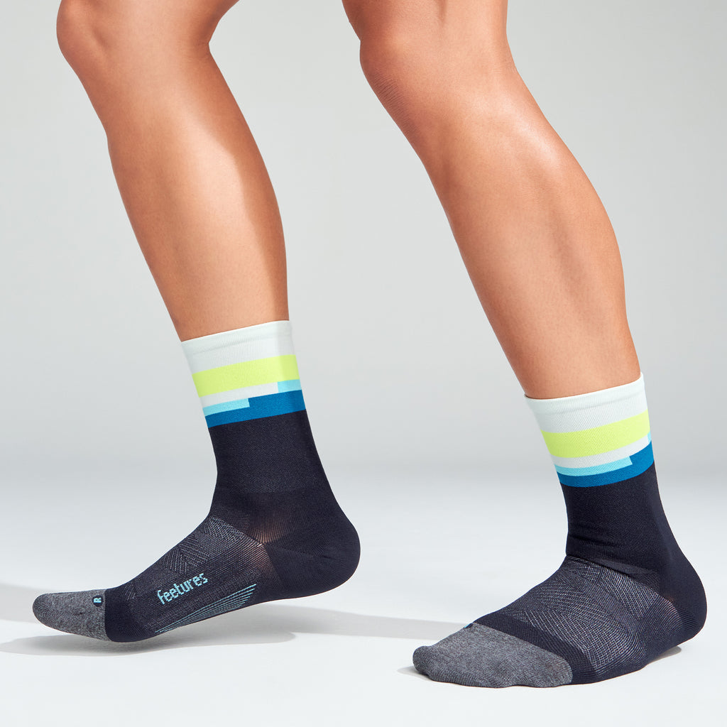 Feetures Elite Ultra Light Cushion Mini Crew sock in Bayside Black — alternate view #Colour_Bayside Black