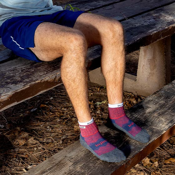 Injinji RUNNER + LINER Mens Mini-Crew Running Socks — Brick