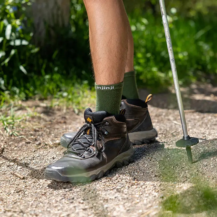 Injinji Liner Lightweight Crew Wool Socks — Forest