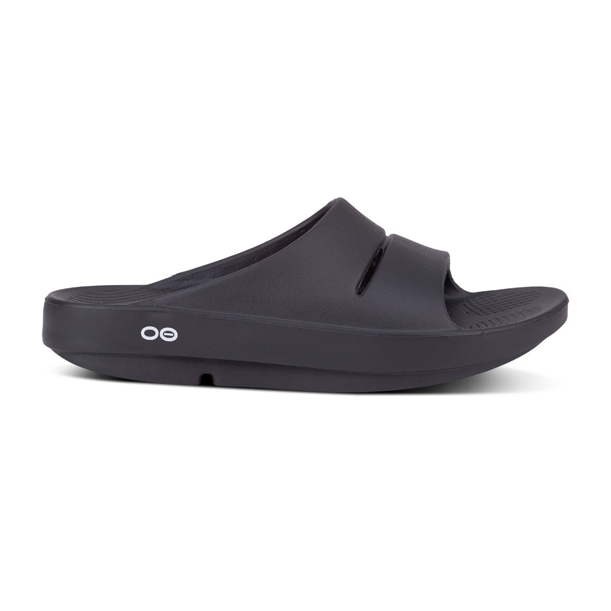 OOFOS OOahh Slide — Black, lateral view #Colour_Black