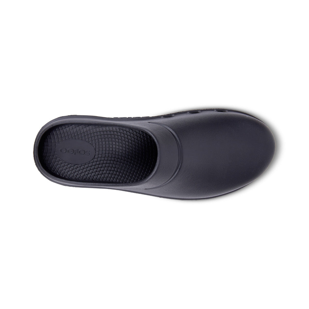 OOFOS OOcloog Clog — Black, top view