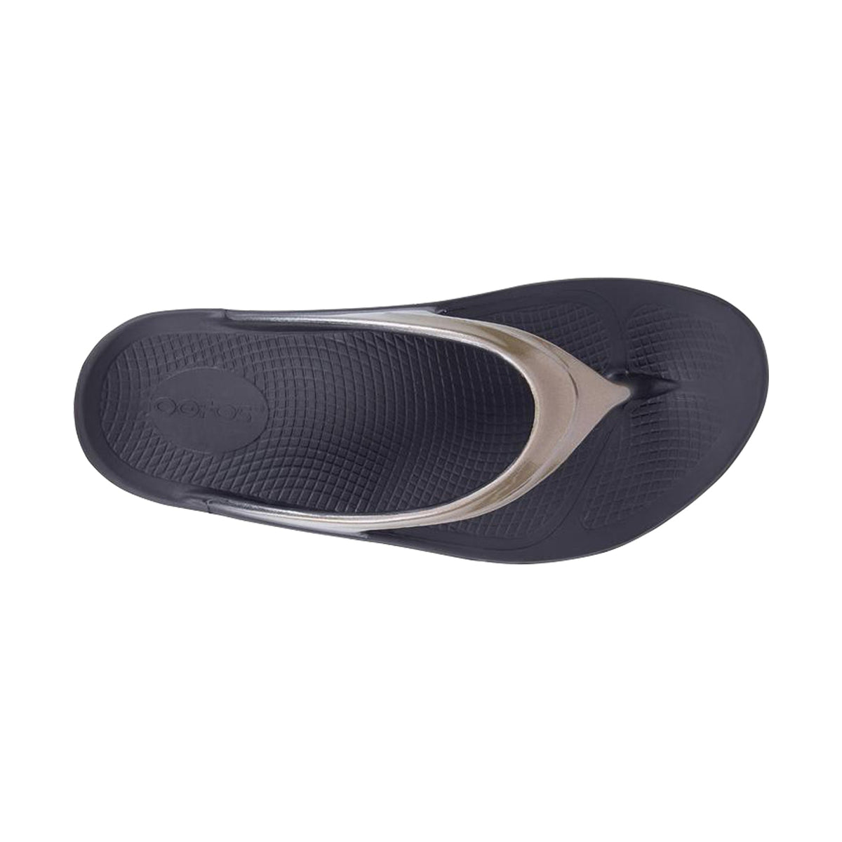 OOFOS OOlala Luxe Jandal — Latte, top view