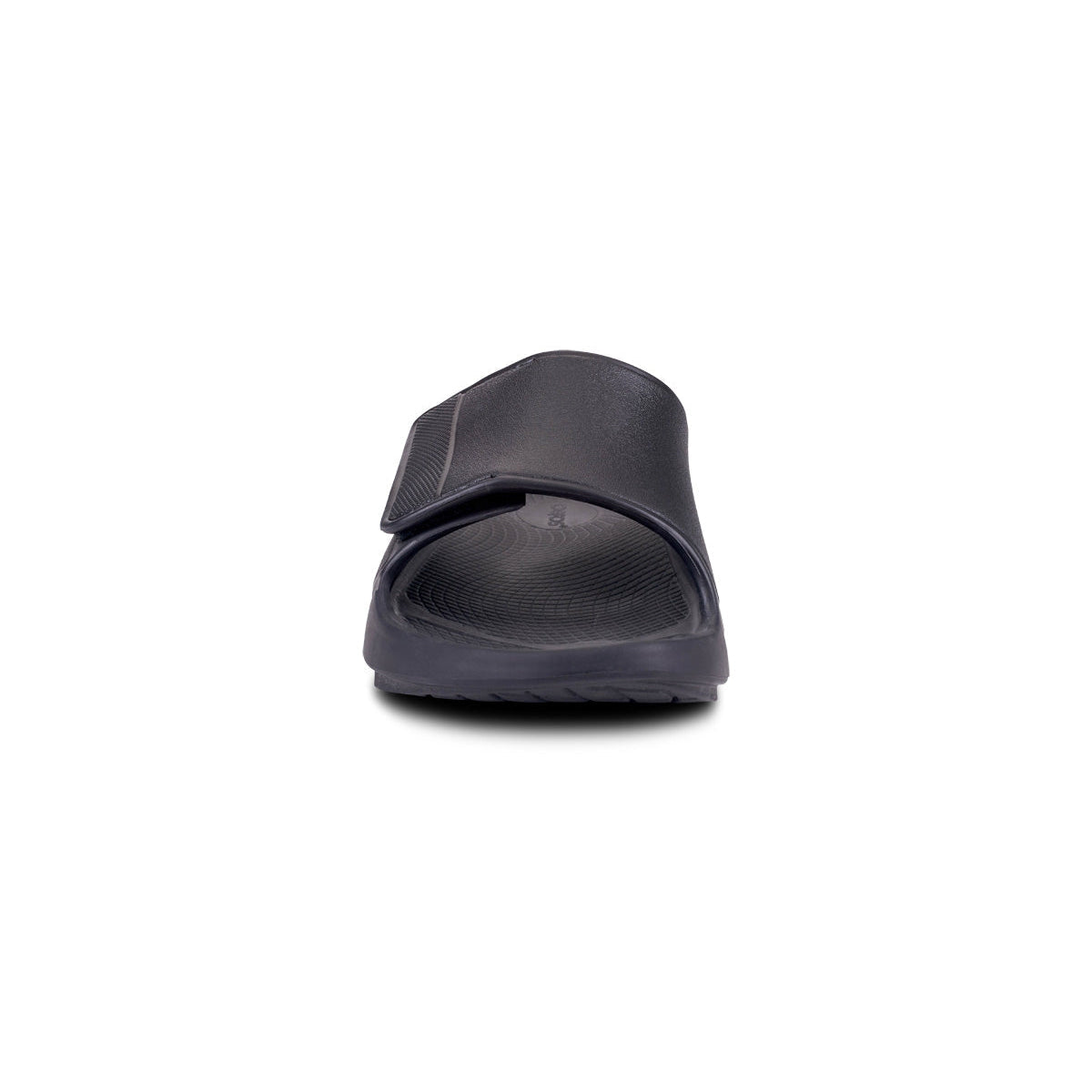OOFOS OOahh Sport Flex Slide — Matte Black, front view