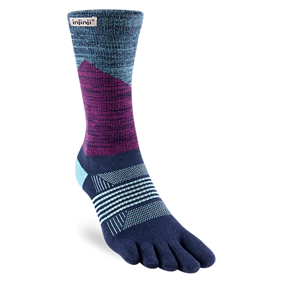 Injinji TRAIL Women's Specific Midweight Crew Running Socks — Twilight