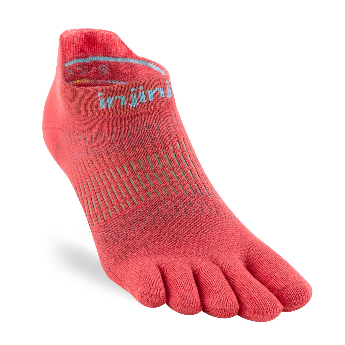 Injinji Womens RUN Lightweight No-Show — Coral